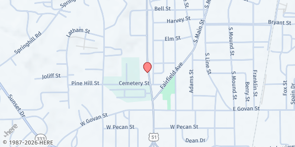 Map showing Joseph's Food Pantry at 1021 South MLK Blvd, Grenada, MS