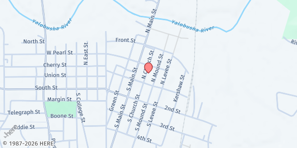 Map showing Plum Street Soup Kitchen at 42 Church St., Grenada, MS