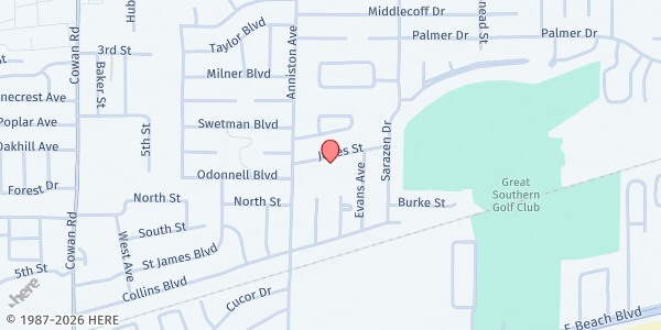 Map showing Anniston Avenue Elementary at 2314 Jones St, Gulfport, MS
