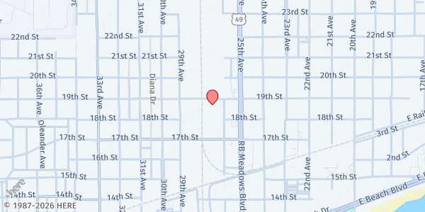Map showing Feed My Sheep at 2615 19th St., Gulfport, MS