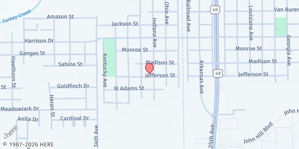 Map showing Rescue Mission Baptist Church at 4305 Indiana Ave, Gulfport, MS