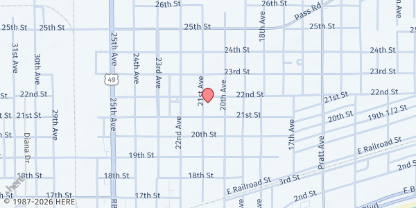 Map showing The Salvation Army Food Pantry - Gulf Port at 2019 22nd St., Gulfport, MS