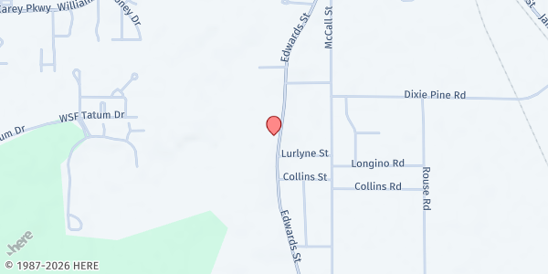 Map showing Edwards Street Fellowship Center at 1919 Edwards St, Hattiesburg, MS