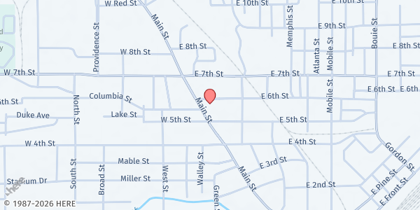 Map showing Mt. Carmel MB Church at 1101 N. Main St., Hattiesburg, MS