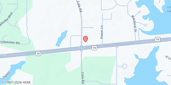 Map showing River of Life Church at 6837 US-98, Hattiesburg, MS