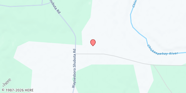 Map showing True Word Ministries at 360 Waynesboro Shubuta Rd., Hiwannee, MS