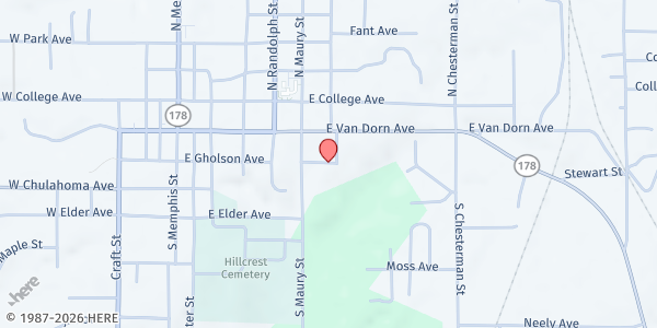 Map showing Holly Springs Mobile Food Pantry @ Garden Café at 295 Francisco Ave., Holly Springs, MS