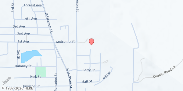 Map showing Potters House Family Serv Ctr at 678 N Jefferson St, Houston, MS