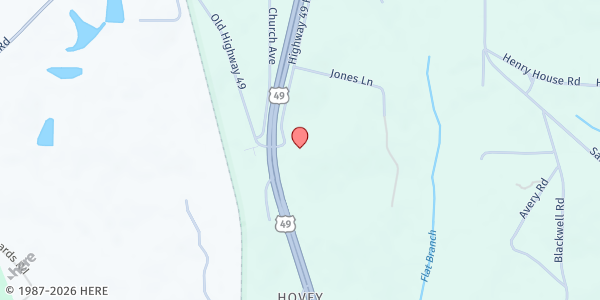 Map showing Pleasant Hill Baptist Church at 23146 Hwy. 49, Hovey, MS