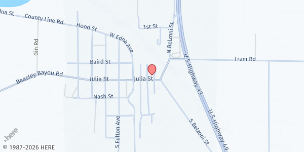 Map showing Community Health Clinic at 102 Julia St., Isola, MS