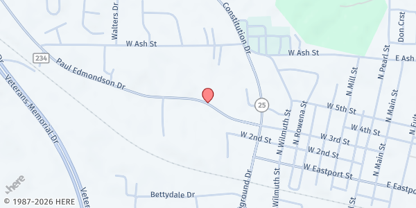 Map showing The Food Depot of Tishomingo C at 1701 Paul Edmondson Dr., Iuka, MS