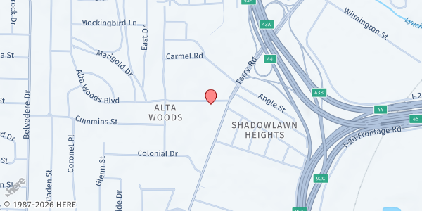 Map showing Alta Woods UMC at 109 Alta Woods Blvd, Jackson, MS