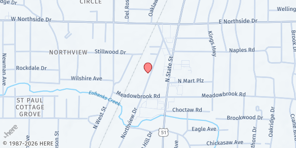 Map showing Bibleway Church FP at 4085 Northview Drive, Jackson, MS