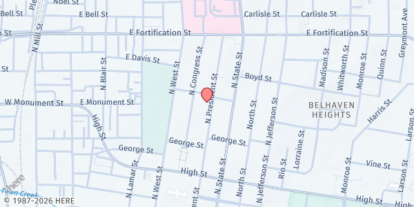Map showing Care Center Ministries at 785 N. President St, Jackson, MS