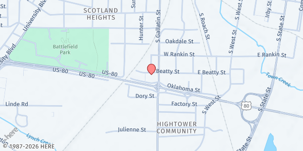 Map showing Deliver Me at 1405 S. Gallatin St., Jackson, MS