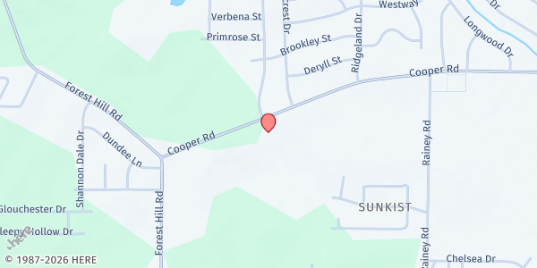 Map showing Emmanuel M.B. Church at 1109 Cooper Rd, Jackson, MS