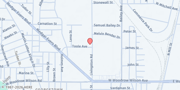 Map showing EversCare Food Pantry at 2548 Livingston Rd, Jackson, MS