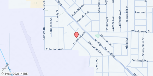 Map showing First Hyde Park MB Church at 2750 Coleman Ave., Jackson, MS