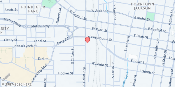 Map showing Gateway Rescue Mission at 328 S Gallatin St., Jackson, MS