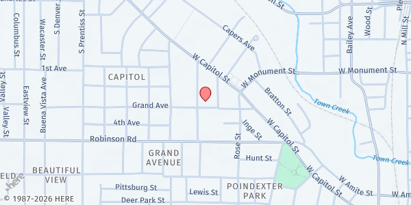 Map showing Grace Inspirations at 1110 Grand Ave., Jackson, MS
