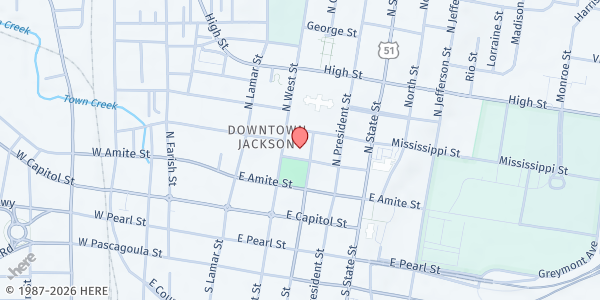 Map showing Grace Place-Galloway UMC at 305 N. Congress, Jackson, MS