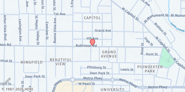Map showing Greater Mt. Calvary at 1400 Robinson Rd., Jackson, MS