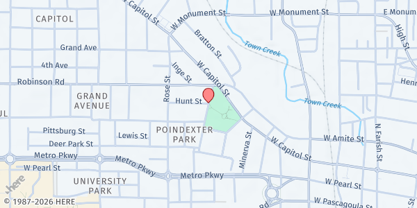 Map showing Healing Place at 200 Poindexter Street, Jackson, MS