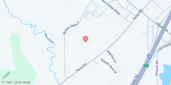 Map showing Heritage Baptist Church at 5911 Terry Rd., Jackson, MS