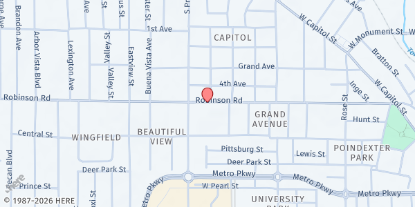 Map showing Jackson Revival Center Church at 1515 Robinson St, Jackson, MS