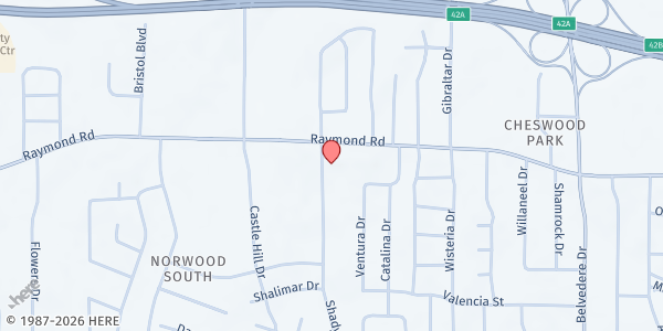 Map showing Lighthouse Outreach Min., Inc. at 1814 Shady Ln. Dr., Jackson, MS