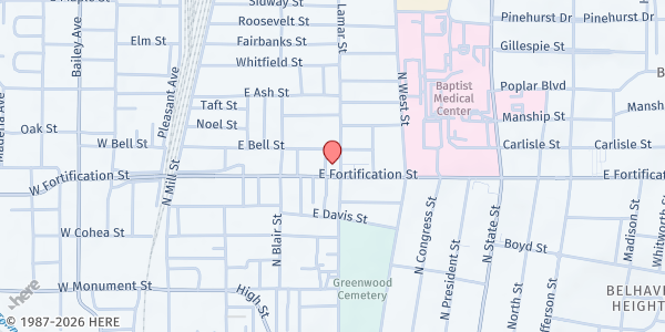 Map showing Magnolia Medical Foundation at 256 E Fortification Street, Jackson, MS