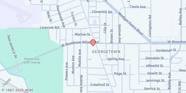 Map showing New Zion Gospel Church at 2395 Martin Luther King Junior Dr., Jackson, MS