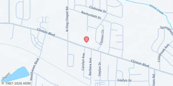 Map showing Parkview Church of Christ at 5200 Clinton Blvd., Jackson, MS