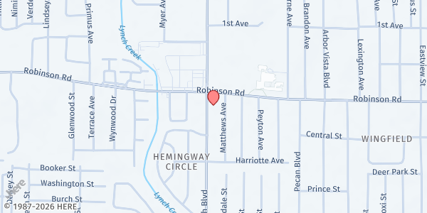 Map showing Pearl Street Comm. Dev. Corp. at 2519 Robinson St. 2nd FL., Jackson, MS