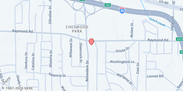 Map showing Southside Assembly of God at 665 Raymond Rd, Jackson, MS