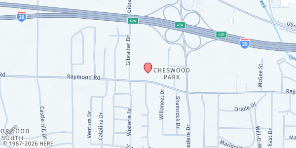 Map showing Southside Baptist Church at 800 Raymond Rd., Jackson, MS