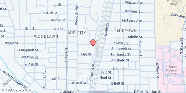 Map showing Spirit Food Deliverance at 140 Maple Street, Jackson, MS