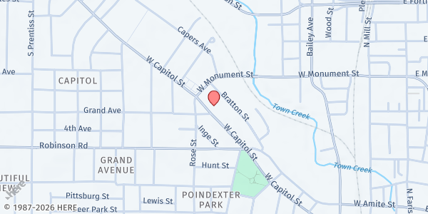 Map showing Stewpot Community Services - Food Pantry at 1100 W. Capitol St., Jackson, MS