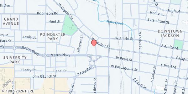 Map showing Voice of Calvary at 531 W Capitol St, Jackson, MS