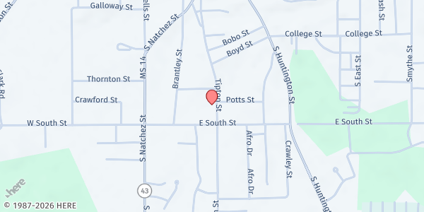 Map showing Christian Liberty MB Church at 507 Tipton St., Kosciusko, MS