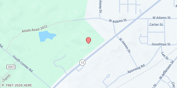 Map showing Helping Hands Ministries at 14117 Co. Rd. 4202, Kosciusko, MS