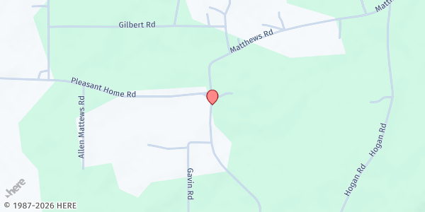 Map showing Pleasant Home Baptist Church at 386 Matthews Rd., Laurel, MS