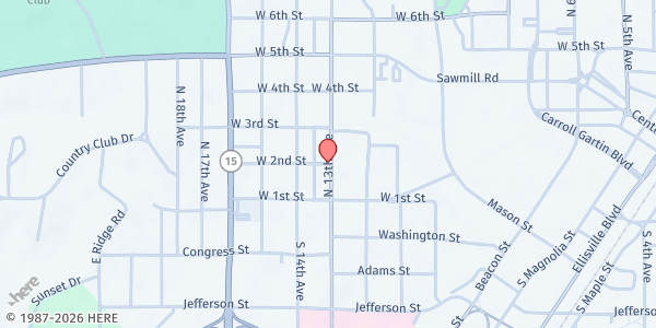 Map showing The Salvation Army - Laurel at 205 N 13th Ave, Laurel, MS