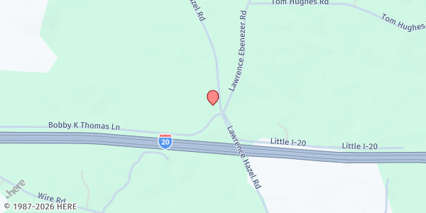 Map showing Jerusalem Baptist Church at 96 Lawrence Ebenezer Rd., Lawrence, MS