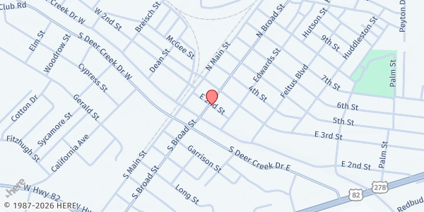 Map showing Leland Food Pantry at 202 N. Broad St, Leland, MS