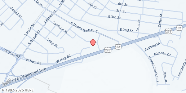 Map showing South Delta Charities at 202 Weston Ave., Leland, MS