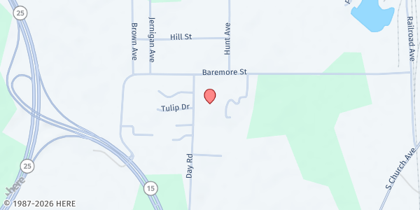 Map showing Unity M.B. Church at 205 Day Rd., Louisville, MS