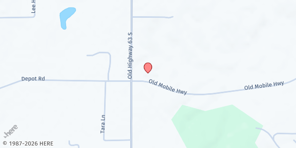 Map showing Antioch Baptist Church at 114 Old Mobile Hwy, Lucedale, MS