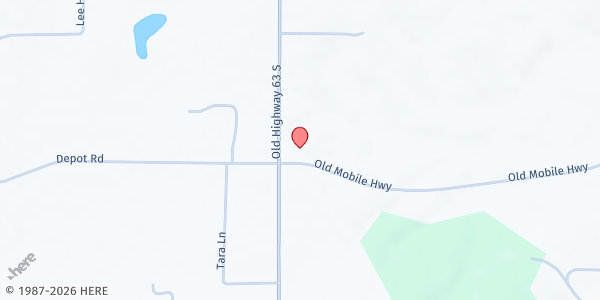 Map showing Antioch Missionary Baptist Church at 114 Old Mobile Hwy., Lucedale, MS