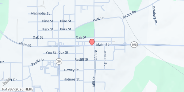Map showing First Church of Lucedale at 5101 Main Street, Lucedale, MS